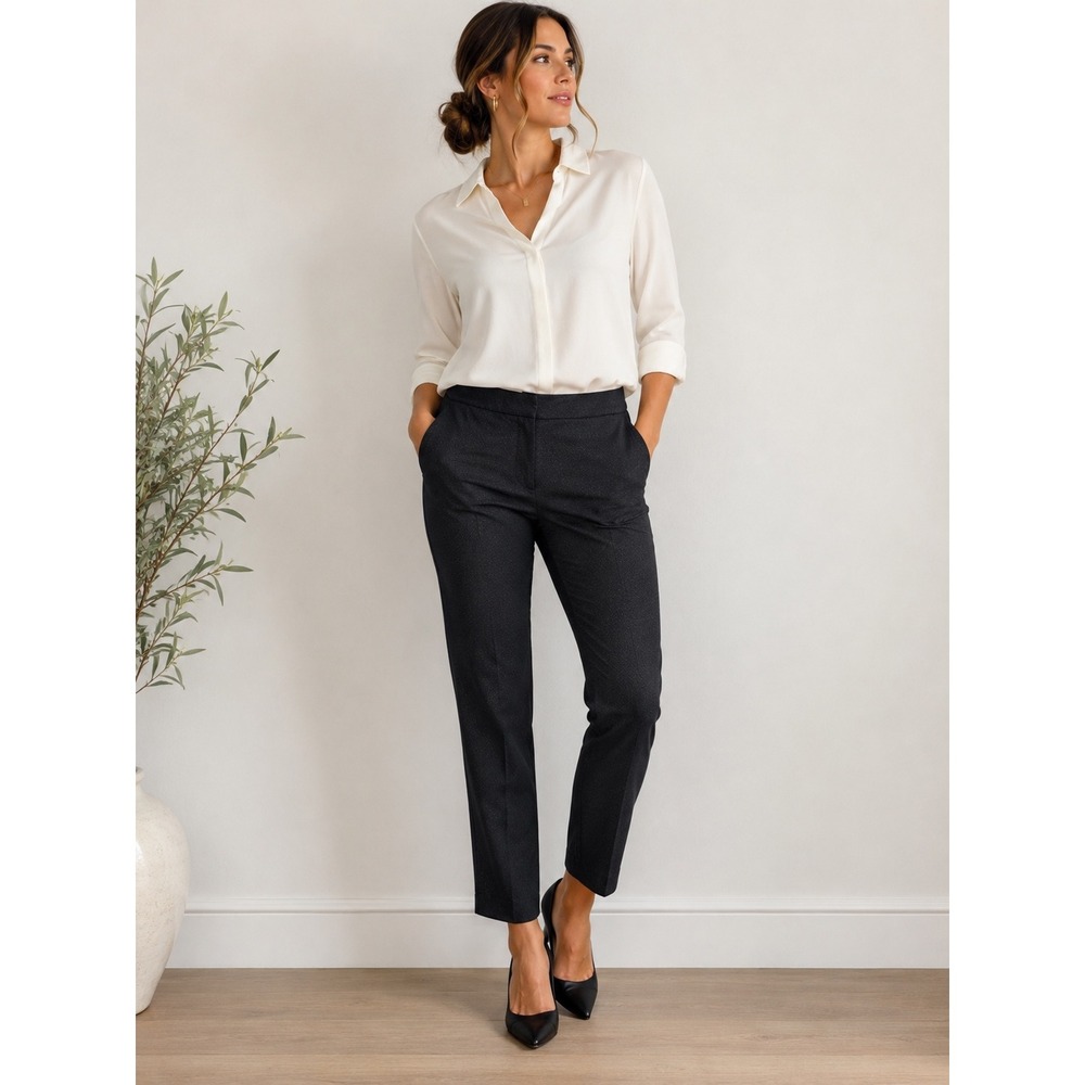 Mario Serrani Italy Black Stretch Ankle Dress Pants Women's 10 Career Office
